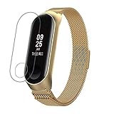 Cyond Uhrenarmband für Milan Mi Edelstahlarmbanduhr +HD Schutzfilm, Edelstahl Mesh Milanese Magnet Armband Replacement für Damen Herren (Gold)