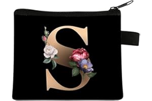 FAVORTALK Small Purses for Women - Mini Coin Bags with Zipper, Initial Coin Pocket, Portable Credit Card Earphone Lipstick Pouch - Black - 13621