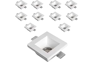 EUREKALED 10 uds. - Portafoco cuadrado de yeso cerámico para empotrar GU10 y MR16 en yeso