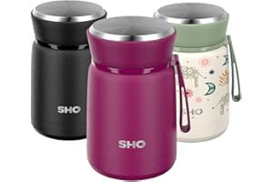 SHO Food Flask - Vacuum Insulated, Double Walled Stainless Steel Food Flask & Food Container - 10 Hours Hot & 20 Hours Cold - 530ml 800ml - BPA Free (Very Berry, 530ml)