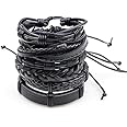 6pcs Latest Collection Genuine Leather Bracelet Wraps Casual Wear Skin Friendly Stylish Bracelets for Men Boys by Shining Diva Fashion