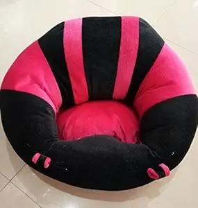 SANA Soft Plush Chair seat for Baby Safety Sitting Soft Soft Plush Chair for Kids Birthday (Black & Pink)