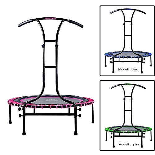 Indoor Outdoor Mini Fitness Trampolin 110 cm Ø mit 6 Standbeinen und Haltegriff höhenverstellbar stabile Ausführung bis 120 kg belastbar - 2