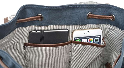 Rucksack Gusti Leder studio  Hagen  Sportrucksack Daypack City Lederrucksack Gro   Retro Canvas Braun Blau 2M64-29-17