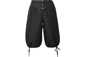 BPURB Pantaloni Uomo da Vichingo medievali rinascimentali Vitello-Lunghezza Larp Pirata Cosplay Costumi Posteriore con Lacci Pantaloncini