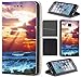 Price comparison product image Coverfix Premium Samsung Galaxy A5 (Model 2017) A520 Flip Cover Synthetic Leather Flip Case Mobile Phone Cover 738 Wellen Sonnenuntergang Blau Orange Lila