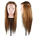 Hairdressing 80% Brown Professional Real Hair 22 Inch,CoastaCloud Training Mannequin Head Hairdresser Human Hair with Clamp