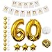 Produktbild Geburtstag Luftballons Happy Birthday Banner Party Zubehör Set & Dekorationen von Belle Vous - Folienballons. Geburtstag Gold & Weiß Latex-Ballon-Dekoration - Dekor für alle Jugendlichen geeignet (Age 60)