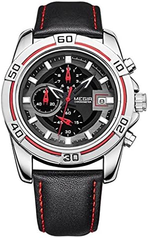 TSJT Watch Multifunction Leather Watchband Stainless steel Noctilucent Quartz Waterproof Men Movement Wristwatch , A , male