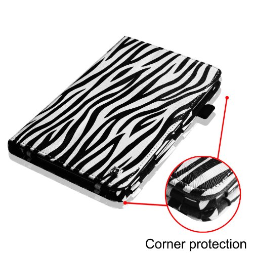 Fintie Samsung Galaxy Tab 4 7.0 Hülle Case – Slim Fit Folio Kunstleder Schutzhülle Cover Tasche mit Ständerfunktion für Samsung Galaxy Tab 4 7.0 T230 T235 (7 Zoll) Tablet, Zebra Schwarz - 5