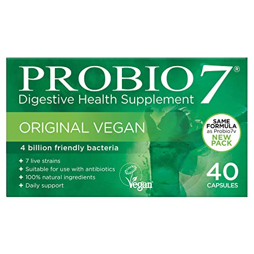 Probio7 Original Vegan | Contiene 7 specie di batteri amici | Ogni capsula contiene 4 miliardi di batteri amici e 2 tipi di fibre prebiotiche