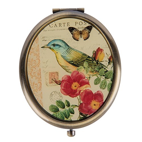 NIKKY HOME Handspiegel Compact Taschenvergrößerungs Kosmetik Make-up Oval Handgemachte Perlmutt Geschenke Vintage Durchmesser 6.3cm Eisen - 2