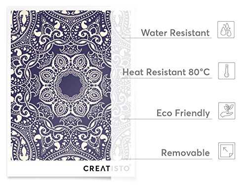 Badfliesen | Motiv-Sticker Aufkleber Folie Fliesen verschönern Küchen-Folie Küchengestaltung | 20×25 cm Design Motiv Blue Mandala – 1 Stück - 4