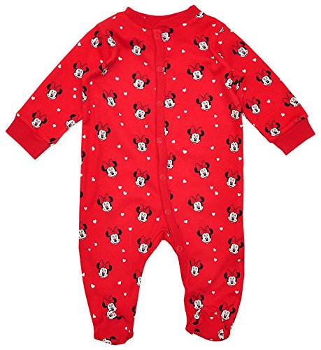 Disney Baby Minnie Mouse Sleepsuit Red White Tiny, Newborn, 3-24 Months - 2 Years (3 months, Red with Feet)