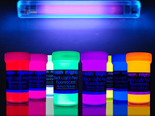 neon nights Fluoreszierende Schwarzlicht Farben für Kunst und Wohnraum | Leuchtfarben mit Glow-Effekt unter UV-Licht | 8 x 20ml Neon-Farben - 4