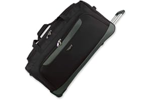 ROCKLANDS LONDON Lightweight Luggage Wheeled Trolley Holdall Suitcase Duffle Bag Rolling Hold Travel Bag AR306 (Large - 32" (H82xW42xD40 cm), Black)