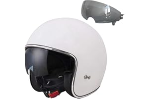 Zorax White XS (53-54cm) Motorbike Motorcycle Open Face Helmet + Extra Inner Smoke Visor