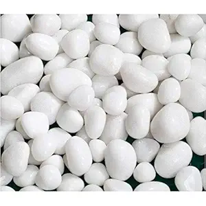 Mudda Mart White Pebbles for Decoration - Pebbles for Plants Pots - Pebbles for Garden, Table and Home Decor, Vase Fillers (1 kg)