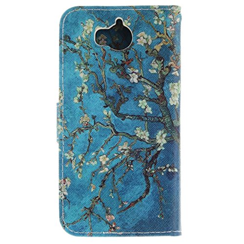 LUSHENG Cover per Huawei Nova Young,Premium PU Leather Flip Cover Fondina Cover a Libro Shell Custodia in Pelle con Slot per Schede e Funzione di Supporto - Albero di Albicocca