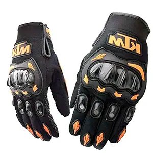KTM Polyester, Leather, Nylon Sweating-Proof Full Grip Hand Safety Gloves for Riding for Men and Women (Multicolor)