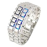 good01 Exquisite Armbanduhr Fashion LED Digital Legierung Herren Damen Armbanduhr Armband Kette, Silver+Blue