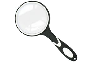 QUANYUCHANG Magnifying Glass 10X Handheld Reading Magnifier for Seniors, Thickened Magnifying Lens with Non-Slip Rubber Handle, Ideal for Reading Small Prints Hobby Observation Inspection (White)