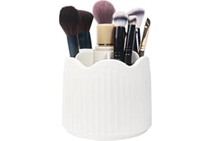 Nwvuop Make up Pinsel aufbewahrung 360° Drehbar Schminkpinsel Behälter Make up Organizer Pinselhalter Kosmetik(Weiß)