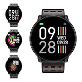 【Multifuncional y Larga Duración Batería】Monitor de frecuencia cardíaca, 8 modos de deporte, monitor de sueño, cronómetro, alerta sedentaria, conteo de pasos, calorías quemadas, detección de kilometraje e información meteorológica, cámara de teléfono de control remoto, música. 8 los modos deportivos incluyen caminar, correr, andar en bicicleta, saltar, bádminton, baloncesto, fútbol, etc. El tiempo de funcionamiento normal es de 7 a 10 días y el tiempo de espera es de 25 días.
