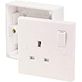Reliable Electrical 13A Switch Socket With Back Box UK Standard Switch Socket With Pattress Box Electrical Switch Single Wall socket Double Wall Socket (Double Switch Socket With Metal Box)