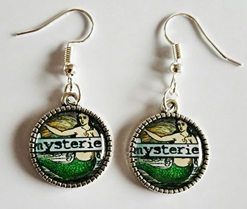 Mermaid Earrings Silver Tone Ear Hooks Pierced Jewellery Nautical Sea Sailor Quirky