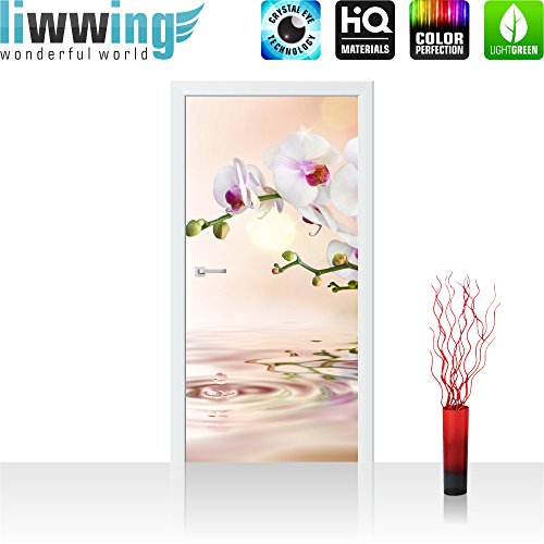 Türtapete selbstklebend 100×211 cm – Top ! PREMIUM PLUS Tür Foto Tapete ! Türposter XXL Türpanel Bild Fototapete Türfolie Poster Fototapeten Deko Blumen Orchidee Natur – no. 200 - 2