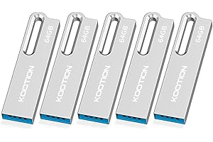 KOOTION Memoria USB 64GB【5 Unidades - 64GB】 USB 3.0 Pendrive USB Ligero Pequeño y Práctico Lote Pen Drive 64GB Plata Superficies Lisas de Metal USB Flash Drive para Ordenador/TV/Coche/Player, ect