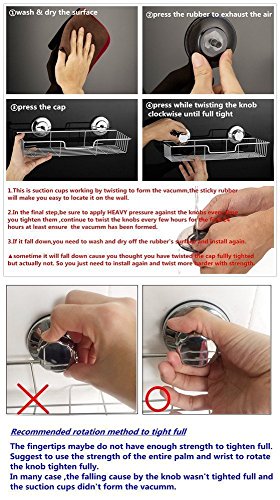 ARCCI Küchen Badezimmer rostbeständige rechteckige Lagerungssaugnäpfe Duschkorb, Saugnapf, Edelstahl - 6