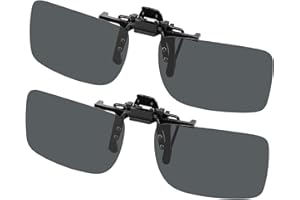 Hifot Clip on Sunglasses 2 Pack, Polarized Lens Fit over Prescription Glasses, Flip up Rimless Myopia Nearsighted Sunglasses for Men Women