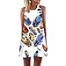 Produktbild TUDUZ Damen Sommer Vintage Boho Ärmelloses Sommerstrand Gedruckt Kurzes Minikleid Blumenkleid T-Shirt Tops Kleider-Faschingskostüme (Blau-B, S)