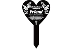 GLOBLELAND Heart Shaped Flower Branches Friend Garden Stake Memorial Remembrance Plaque Stake for Cemetery, Acrylic, 258x158mm/10x6.2inch
