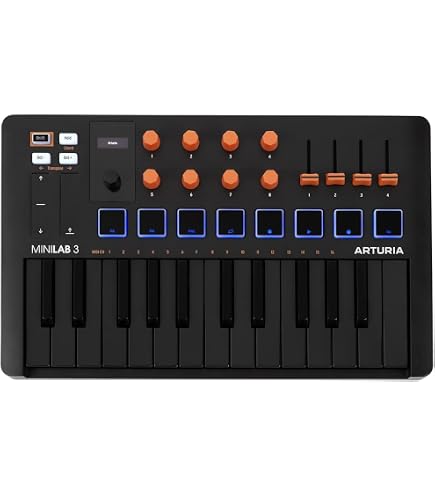 MiniLab 3 Deep Black, Arturia 25 Key MIDI Controller Plug and Play