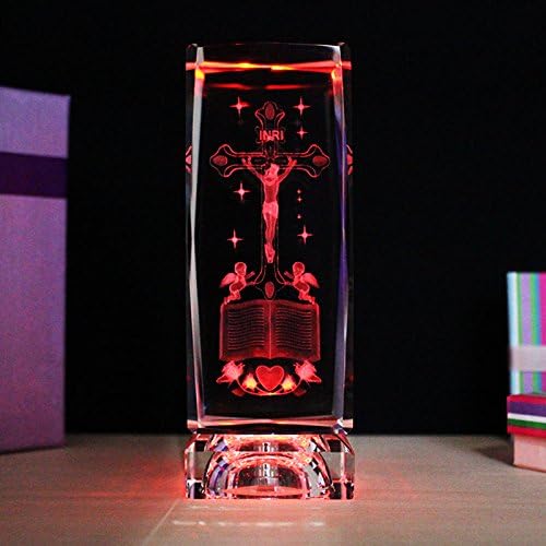 Ornamentesd 3D Crystal Laser Jesus Crucifixion Ornaments Christian Holy Sunday Jewelry Gift