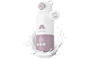 comfyer Chauffe biberon portable, chauffage rapide et longue durée de la batterie, 2 modes pour lait maternel et eau, grande capacité de 340 ml pour toute la journée