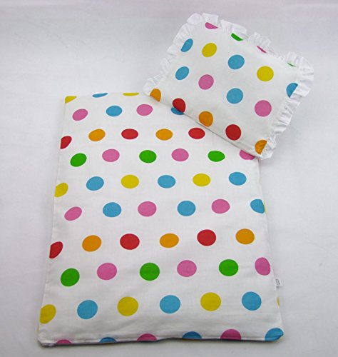 Preisvergleich Produktbild Rawstyle 4 tlg. Babybettwäsche Set (Weiß + Punkte Bunt) Garnitur Kinderbettwäsche Bettwäsche **Decke + Kissen + Füllung**
