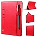 Produktbild iPad Mini Hülle Ledertasche Flip Case 7.9 Zoll, elecfan Multi-Winkel Betrachtung Folio Stand Schutzhülle Hülle Etui Tasche Smart Case Cover mit mit Stifthalter, Dokumentschlitze, Standfunktion für Apple iPad Mini 1 / iPad Mini 2 / iPad Mini 3 / iPad Mini 4 Tablette - Rot