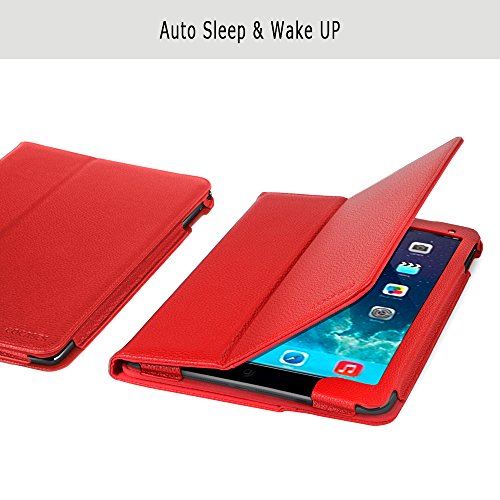 iPad Pro 12.9 Hülle (2015 Modell), COCASES iPad Slim Smartshell Cover Case Schutzhülle Tasche mit Auto Schlaf / Wach Funktion und Apple Pencil Hülle in einem für Apple iPad Pro 12.9 Zoll mit Stifthalter (Rot) - 3