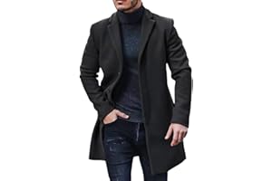 Runcati Mens Coats Artificial Woolen Trench Coat Thick Business Jackets Winter Long Jacket Windbreaker Outerwear Regular Fit