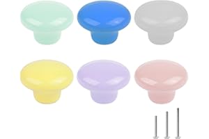 ShipeeKin 6X Colorful Door Knobs Cute Round Ceramic Cabinet Cupboard Drawer Pull Handle 32mm for Kid's/Children Bedroom