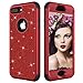 Produktbild Aearl Hybrid Stoßfest Schutzhülle für iPhone 7 8, 3 in 1 Trefferfarbe Bling Glänzend Glitzer PC Schwer 360 Grad Voll Schutz Full Body Case Handy-Tasche Schale Handy-Hülle für iPhone 8 6 - Rot & Rot