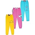 KYDA KIDS® 100% Girls Cotton Printed Track Pants (Pack of 3)