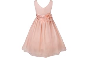 FEESHOW Enfant Fille Robe de Princesse Cérémonie Mariage Soirée Parti Baptême Fête Bowknot en Satin Blanche 2-14 Ans