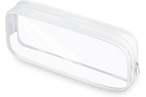 Zonon Clear Pencil Bag Clear Exam Pencil Case Waterproof PVC Zippered Pen Case Pouch for Stationery Cosmetics Storage(White)