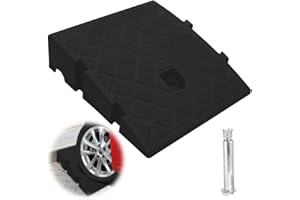 MIUUIPI Rampe de trottoir, 27 x 25 x 7 cm, portable, pour fauteuil roulant, en plastique robuste, pour allée, trottoir, moto, scooter, voiture, avec 2 boulons d'extension (noir, 1)