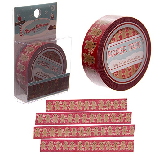 10 Metre Paper Self Adhesive Gift Tape - Christmas Gingerbread